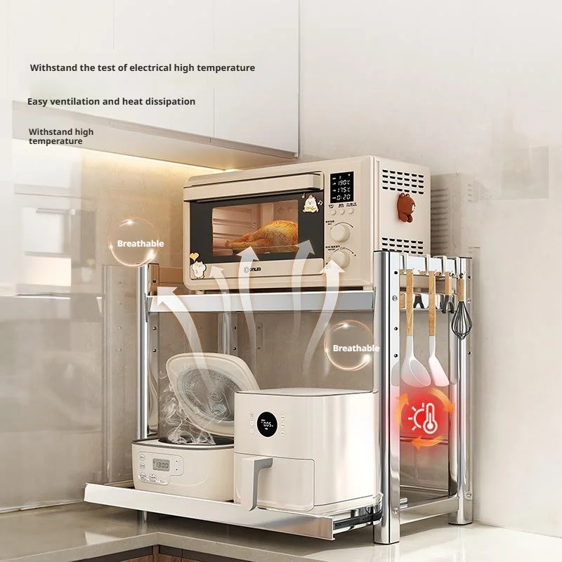 Holder Kitchen Countertop Microwave Oven Rack Organizer Standing Shelf Microwave Stand Rack Rice Cooker Drawer Utility Storage