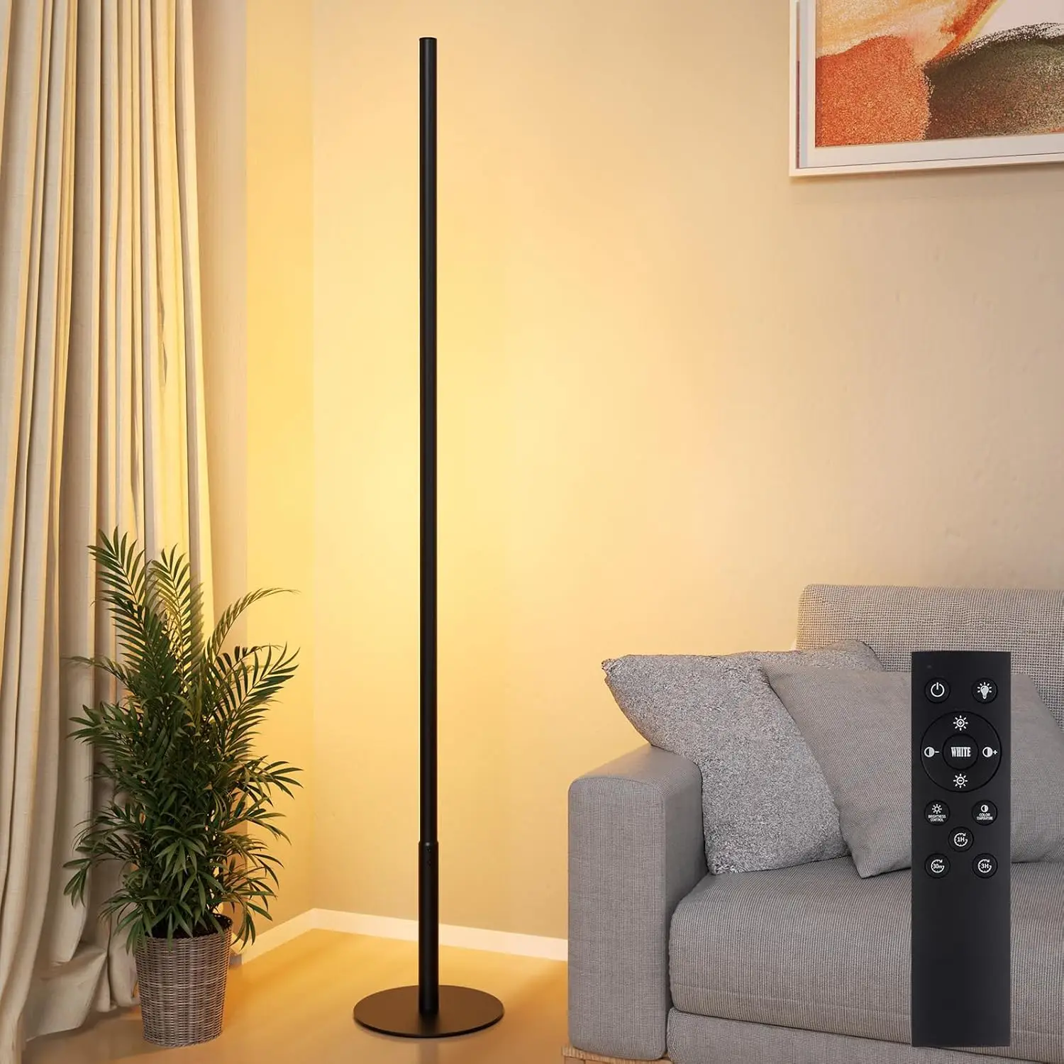Minimalist Corner Floor Lamp Dimmable with Remote Control 57.8" Height Slim Ambient LED Light for Living Room Bedroom Black
Minimalist Corner Floor Lamp Dimmable with Remote Control 57.8" Height Slim Ambient LED Light for Living Room Bedroom Black