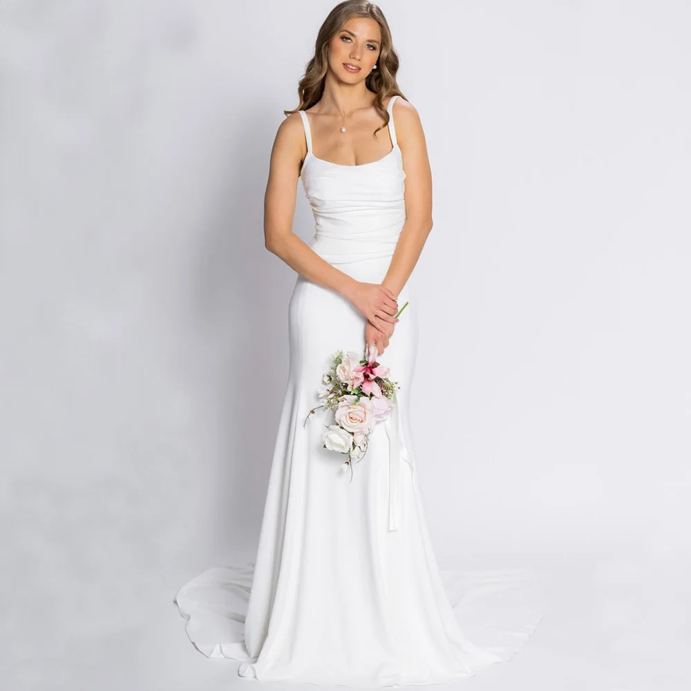 Charming Mermaid Wedding Dress Square Collar Sleeveless with Pleat Floor Length Sexy Open Back with Buttons Bridal Gowns Robe
Charming Mermaid Wedding Dress Square Collar Sleeveless with Pleat Floor Length Sexy Open Back with Buttons Bridal Gowns Robe