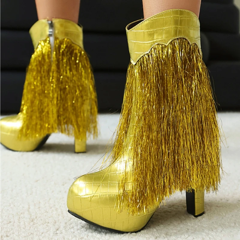 Fringe Ankle Boots for Women 2025 Winter Autumn Shoes Luxury Gold Silver Short Boot High Heels Footwear Shoe Ladies Big Size 48
Fringe Ankle Boots for Women 2025 Winter Autumn Shoes Luxury Gold Silver Short Boot High Heels Footwear Shoe Ladies Big Size 48