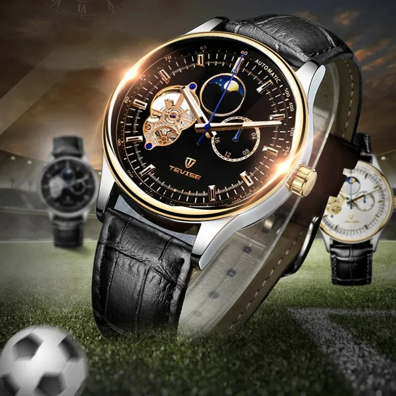 TEVISE 9827 Luxury Brand Men's Mechanical Watch Skeleton Watch Luxury Moon Phase Pointer Luminous Leather Strap Watches for Men
TEVISE 9827 Luxury Brand Men's Mechanical Watch Skeleton Watch Luxury Moon Phase Pointer Luminous Leather Strap Watches for Men