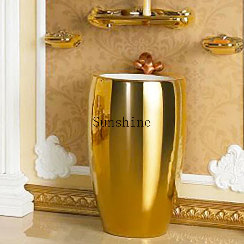 European light luxury integrated vertical washbasin gold-plated washbasin
European light luxury integrated vertical washbasin gold-plated washbasin