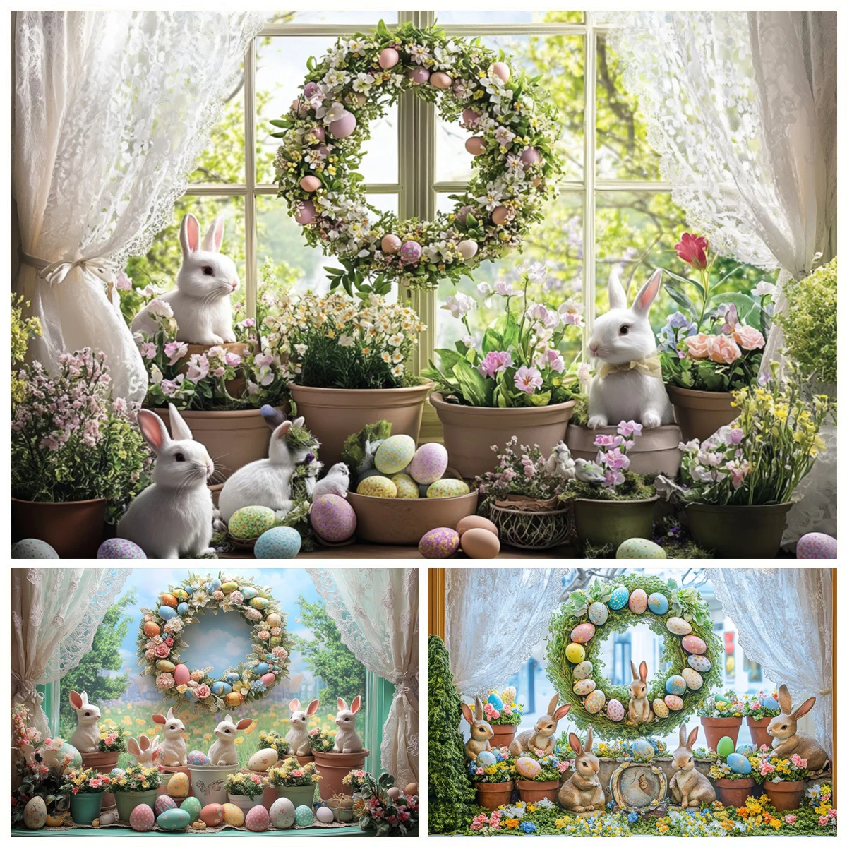 Easter Backgrounds For Photographs Floral Wreath White Rabbit Eggs Curtain Baby Shower Holiday Celebrations Decor Photo Backdrop
Easter Backgrounds For Photographs Floral Wreath White Rabbit Eggs Curtain Baby Shower Holiday Celebrations Decor Photo Backdrop