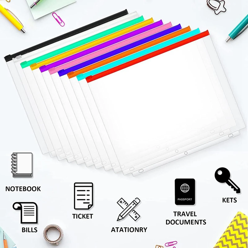 40Pcs Binder Pockets Waterproof 3-Ring Binder Bag A4 Size With Zipper Binder For 3-Ring Binder Loose Leaf Bags Waterproof
40Pcs Binder Pockets Waterproof 3-Ring Binder Bag A4 Size With Zipper Binder For 3-Ring Binder Loose Leaf Bags Waterproof