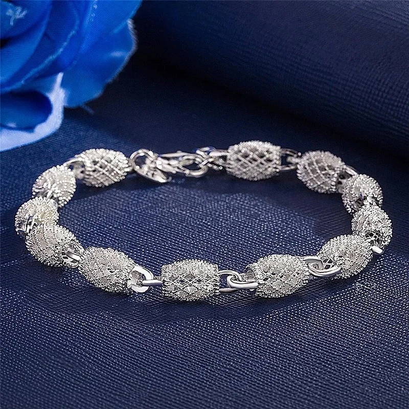 925 Silver Flower Beads Charm Bracelets For Women Hollow Ball Silver Bracelet Adjustable Wedding Party Jewelry Gifts
925 Silver Flower Beads Charm Bracelets For Women Hollow Ball Silver Bracelet Adjustable Wedding Party Jewelry Gifts