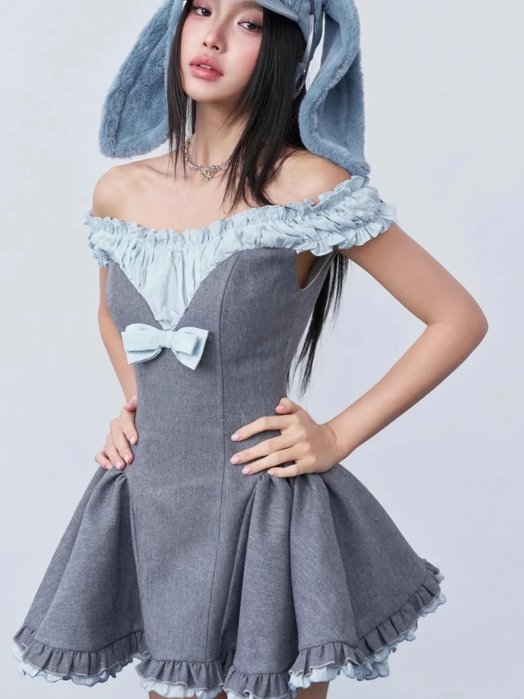 Sexy Off The Shoulder Contrast Color Bow Mini Dress Women Short Sleeves Bownot Ruffles A-line Dresses Evening Party Cocktail
Sexy Off The Shoulder Contrast Color Bow Mini Dress Women Short Sleeves Bownot Ruffles A-line Dresses Evening Party Cocktail