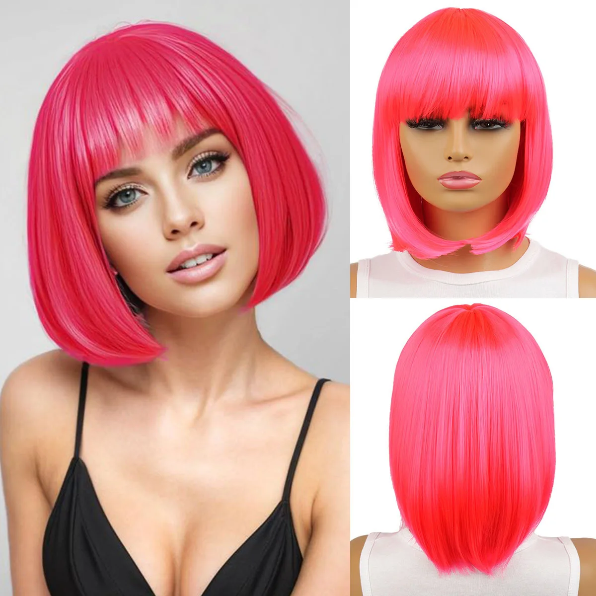 SQRDGQ Straight Hair Synthetic Wigs for Women Short Bob Wigs Women Ombre Pink Wig Female Middle Part Woman Wig With Bangs
SQRDGQ Straight Hair Synthetic Wigs for Women Short Bob Wigs Women Ombre Pink Wig Female Middle Part Woman Wig With Bangs