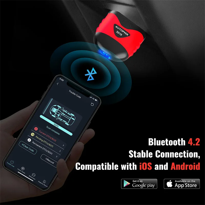 BT 4.2 Support IOS/Android Autophix 3210 Model Code Reader Engine Diagnostic Analyzer tools for Car OBDII Detector Cables Type
BT 4.2 Support IOS/Android Autophix 3210 Model Code Reader Engine Diagnostic Analyzer tools for Car OBDII Detector Cables Type