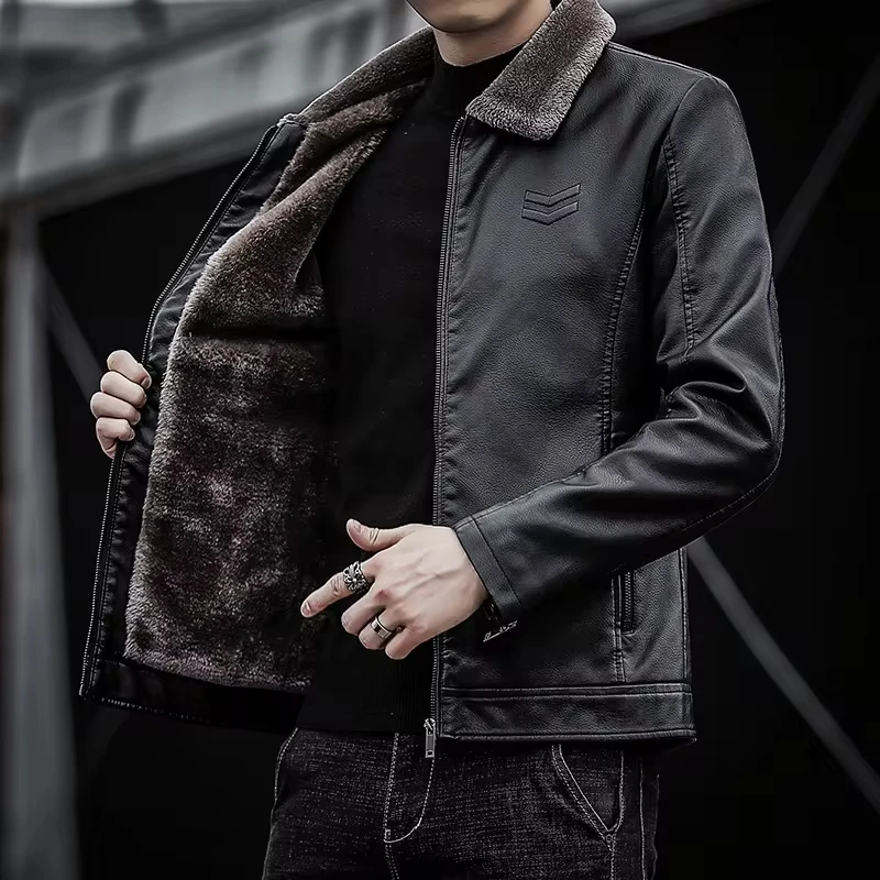 Europe and America Men's Casual Trendy Turn-down Collar Long Sleeve Thicken Solid Color Faux Leather Coats Male Jackets Clothes
Europe and America Men's Casual Trendy Turn-down Collar Long Sleeve Thicken Solid Color Faux Leather Coats Male Jackets Clothes