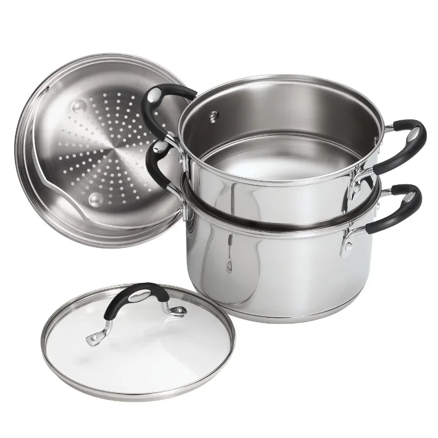 Stainless Steel 3 Quart Steamer and Double-Boiler 4 Piece
Stainless Steel 3 Quart Steamer and Double-Boiler 4 Piece