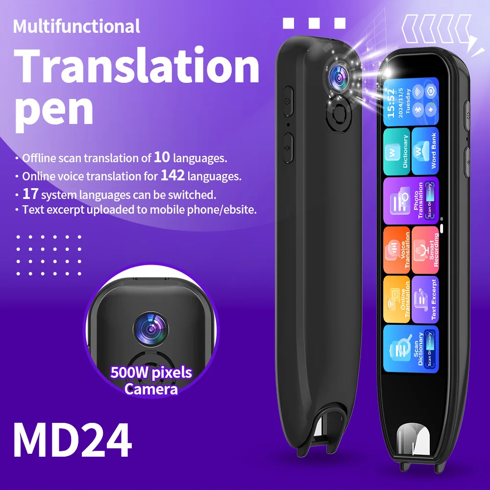 MD24 Translation Pen Intelligent Scanning Reading 142 online 10 offline Languages Translator Pen Student Dictionary English
MD24 Translation Pen Intelligent Scanning Reading 142 online 10 offline Languages Translator Pen Student Dictionary English
