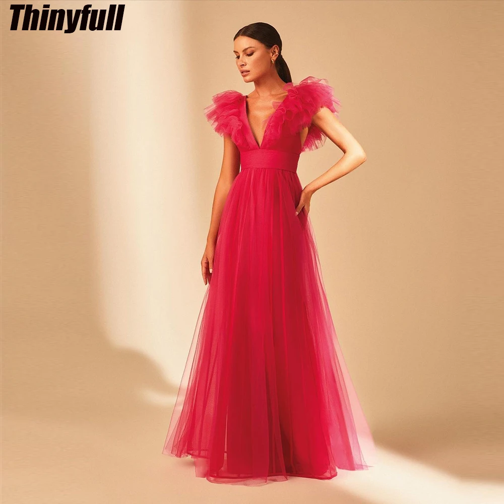 Thinyfull A-line Floor Length Evening Dresses V-neck Tulle Sleeveless Prom Dress Formal Occasion Gown Robe De Soirée 2024
Thinyfull A-line Floor Length Evening Dresses V-neck Tulle Sleeveless Prom Dress Formal Occasion Gown Robe De Soirée 2024