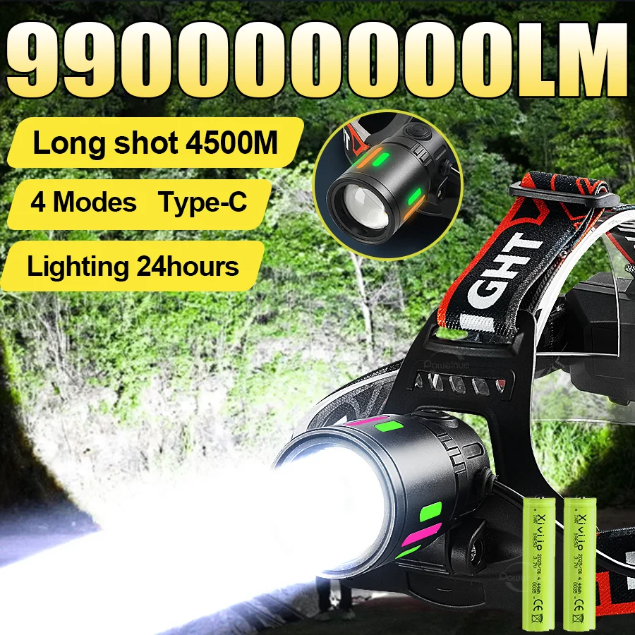 NEW 990000000LM High Power LED Headlight Long Shot 5KM Rechargeable Waterproof Headlamp 18650 Outdoor Fishing Camping Lantern
NEW 990000000LM High Power LED Headlight Long Shot 5KM Rechargeable Waterproof Headlamp 18650 Outdoor Fishing Camping Lantern