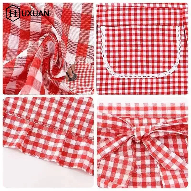 Lace Plaid Half Waist Apron Cotton Material Stain Resistant Breathable Home Cooking Work Clothes Kitchen Accessories
Lace Plaid Half Waist Apron Cotton Material Stain Resistant Breathable Home Cooking Work Clothes Kitchen Accessories