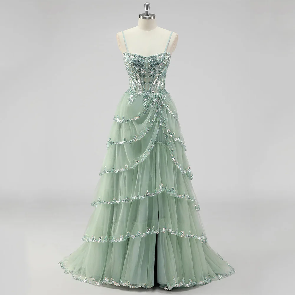 High Quality Green Tulle Evening Dress Customized for Floor Length Spaghetti Strap A-line Appliques Prom Gown for Party Dresses
High Quality Green Tulle Evening Dress Customized for Floor Length Spaghetti Strap A-line Appliques Prom Gown for Party Dresses