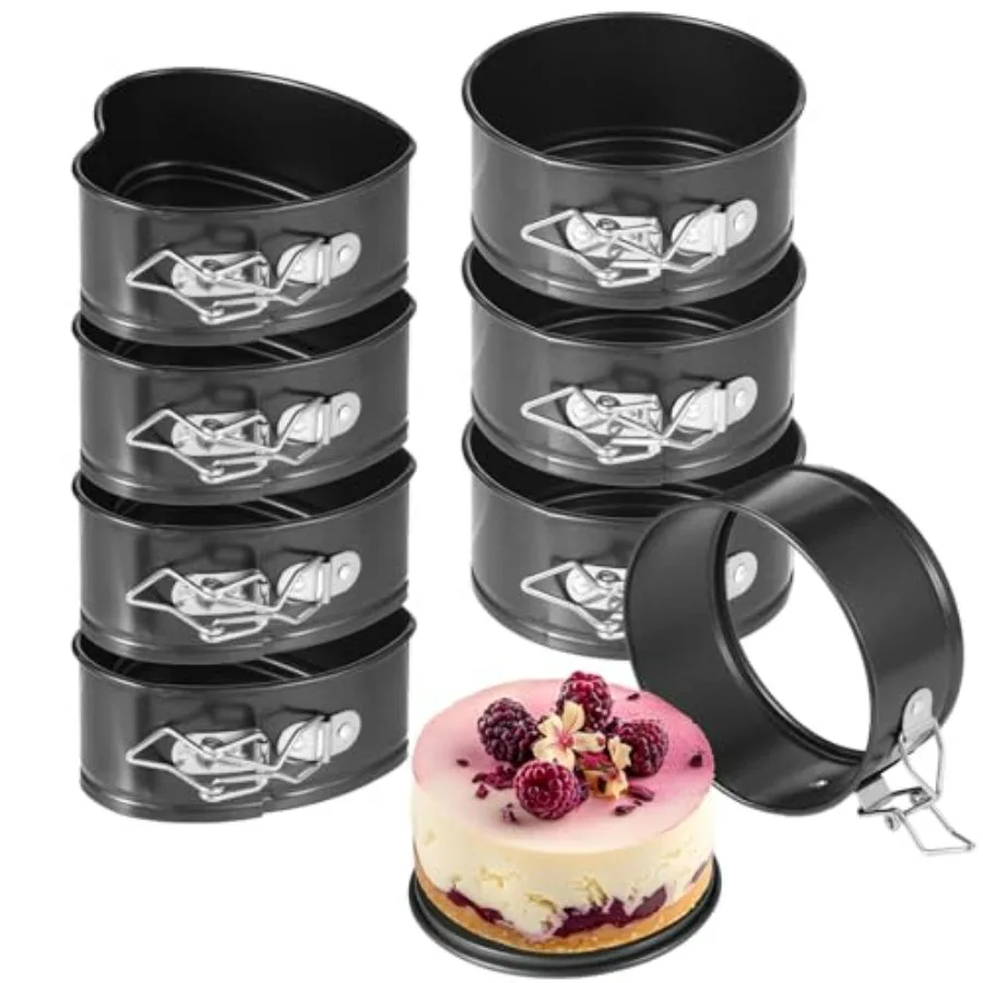 4 Inch Springform Pans 8 Pcs Mini Set for Cheesecake Round Heart Shaped Non-Stick Carbon Steel Removable Bottom Ideal for Bakin
4 Inch Springform Pans 8 Pcs Mini Set for Cheesecake Round Heart Shaped Non-Stick Carbon Steel Removable Bottom Ideal for Bakin