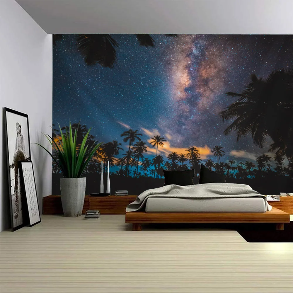 Starry Sky Coconut Tree Tapestry, Forest Night Scene Wall Hanging Cloth, Living Room Bedroom Home Background Poster
Starry Sky Coconut Tree Tapestry, Forest Night Scene Wall Hanging Cloth, Living Room Bedroom Home Background Poster