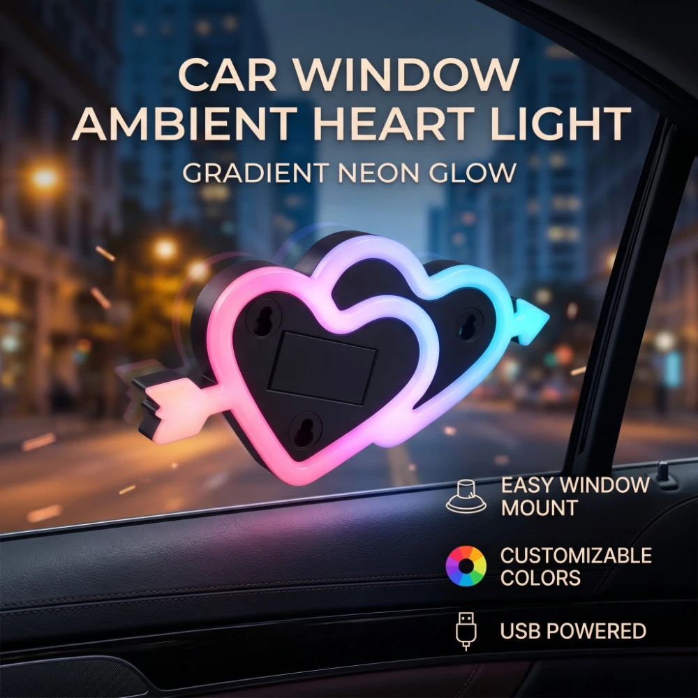 Car Triangle Window Cupid's Arrow Heart Ambient Light, Solar Powered, No Wiring Needed, Love Shape Interior Decoration Lamp
Car Triangle Window Cupid's Arrow Heart Ambient Light, Solar Powered, No Wiring Needed, Love Shape Interior Decoration Lamp