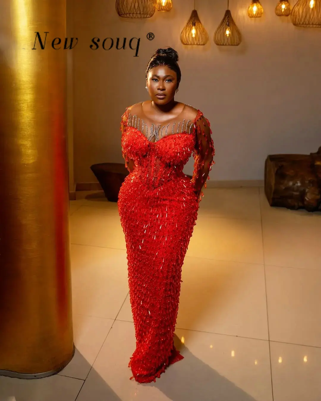 Plus Size Red Long Sleeves Prom Dresses for Black Women Customized Nigeria Crystals Traditional Wedding Evening Party Gowns
Plus Size Red Long Sleeves Prom Dresses for Black Women Customized Nigeria Crystals Traditional Wedding Evening Party Gowns