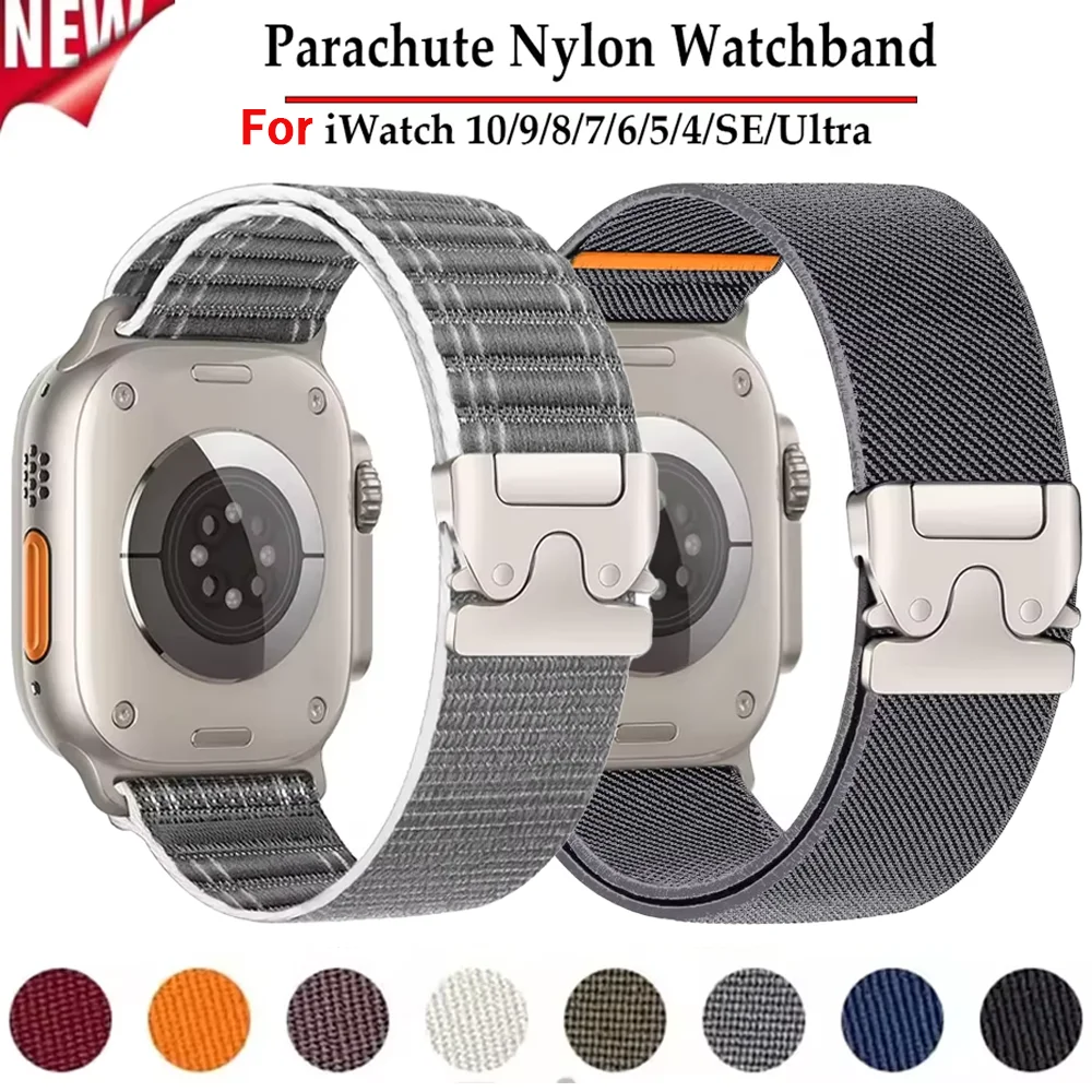 Parachute Nylon Strap For AppleWatch Ultra2/1 49mm/10 46mm 42mm Elastic Sport Band iWatch9 8 7 6 5 4 SE 45mm 41mm 44mm 40mm Belt
Parachute Nylon Strap For AppleWatch Ultra2/1 49mm/10 46mm 42mm Elastic Sport Band iWatch9 8 7 6 5 4 SE 45mm 41mm 44mm 40mm Belt