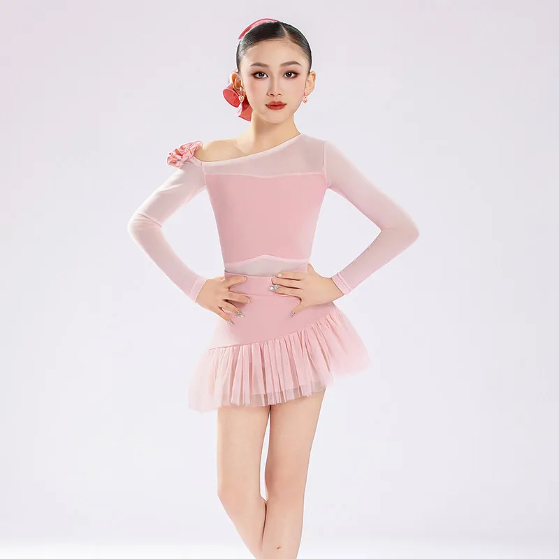 Children Latin Dance Practice Clothes For Girls Pink Mesh Sleeved Split Skirts Suit Samba Chacha Latin Dance Costumes XH4333
Children Latin Dance Practice Clothes For Girls Pink Mesh Sleeved Split Skirts Suit Samba Chacha Latin Dance Costumes XH4333