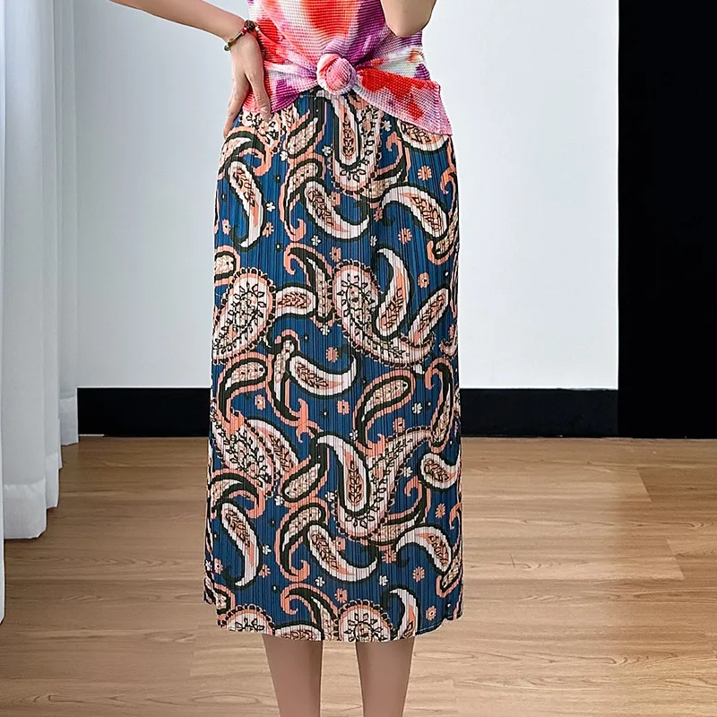 Miyake Pleated Skirt Women's Fashion Printed High Waist Hip Elastic Waist Contrast Color Versatile A-line Skirt 2024 Summer
Miyake Pleated Skirt Women's Fashion Printed High Waist Hip Elastic Waist Contrast Color Versatile A-line Skirt 2024 Summer