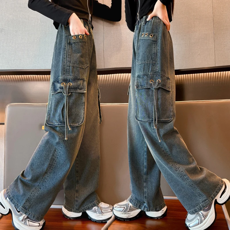 Kids New Autumn Straight Cargo Jeans With Pocket for Tweens Girls Fashion Street Hip Hop Denim Pants Child Casual Jeans Trousers
Kids New Autumn Straight Cargo Jeans With Pocket for Tweens Girls Fashion Street Hip Hop Denim Pants Child Casual Jeans Trousers