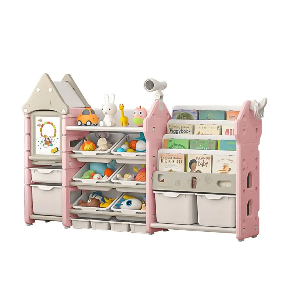 Kids Toy Storage Organizer with Bookshelf, 14Bin Playroom Organizer and Bookcase, HDPE Toddler Storage Shelf with Drawing Board
Kids Toy Storage Organizer with Bookshelf, 14Bin Playroom Organizer and Bookcase, HDPE Toddler Storage Shelf with Drawing Board