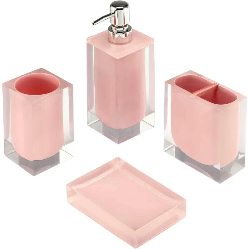 HOME-Pink 4-Piece Resin Bathroom Set Modern Countertop Organizer Accessories for Home Decor
HOME-Pink 4-Piece Resin Bathroom Set Modern Countertop Organizer Accessories for Home Decor