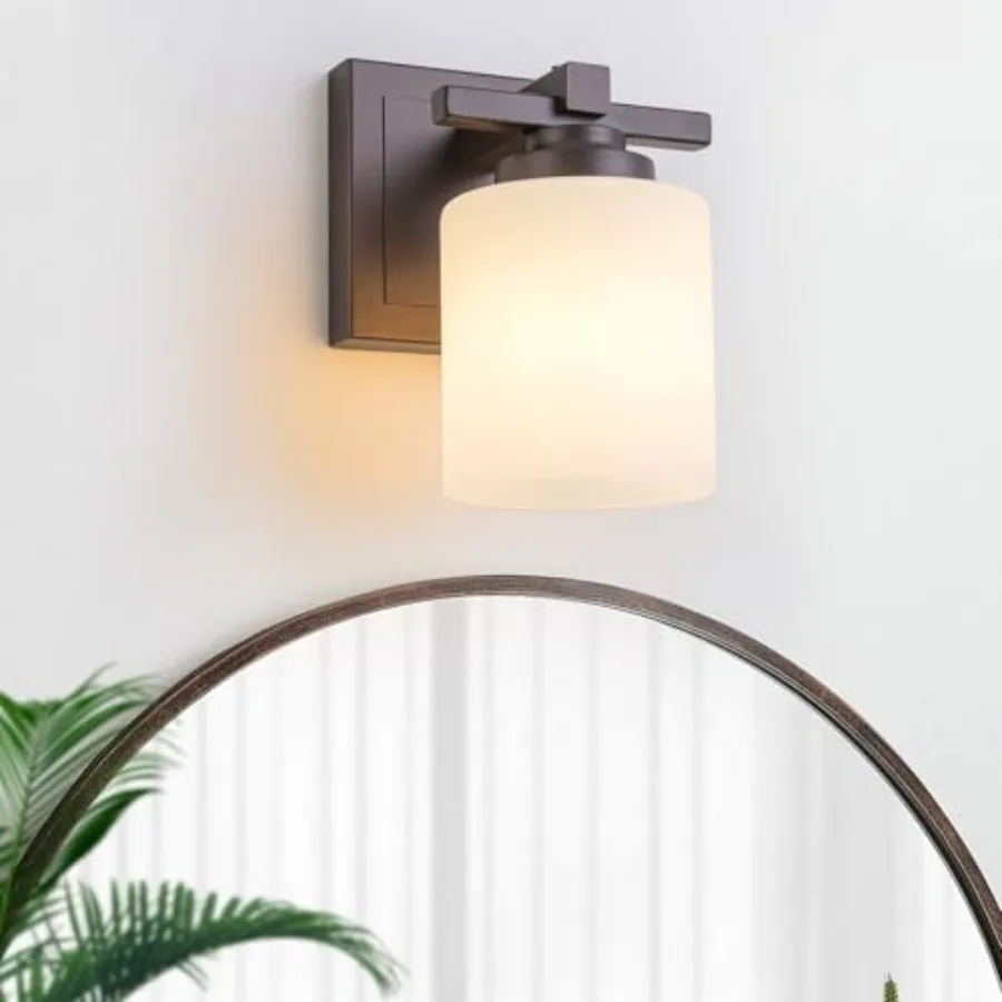 1 Light Modern Bathroom Light Fixtures Over Mirror, Bronze Finish Vanity Lights for Bathroom Wall Sconces with Milky White Glas
1 Light Modern Bathroom Light Fixtures Over Mirror, Bronze Finish Vanity Lights for Bathroom Wall Sconces with Milky White Glas