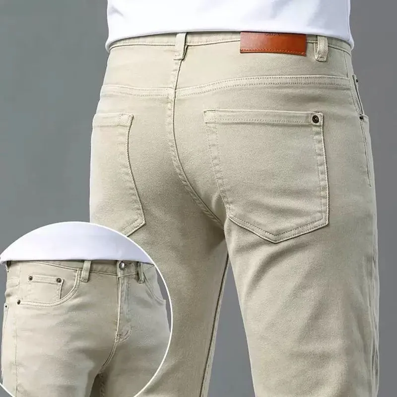 Осень и весна, новые однотонные американские винтажные прямые эластичные джинсовые брюки для мужчин, повседневные спортивные брюки высокого качества 
Осень и весна, новые однотонные американские винтажные прямые эластичные джинсовые брюки для мужчин, повседневные спортивные брюки высокого качества