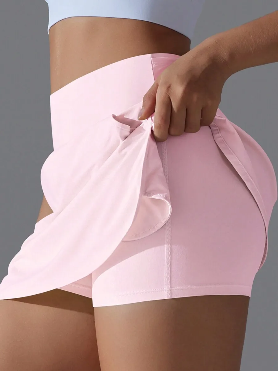 Womens High Waist Athletic Skirted Shorts With Pocket Detail
Womens High Waist Athletic Skirted Shorts With Pocket Detail