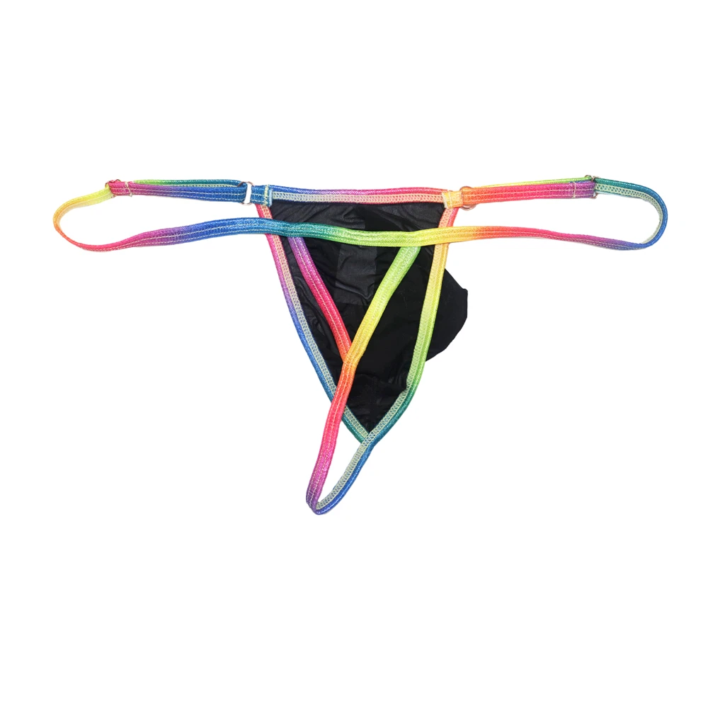 Мужские прозрачные дышащие ультратонкие сексуальные стринги с радужным кружевом из ледяного шелка с низкой талией, бикини, нижнее белье, регулируемые трусы-стринги 
Мужские прозрачные дышащие ультратонкие сексуальные стринги с радужным кружевом из ледяного шелка с низкой талией, бикини, нижнее белье, регулируемые трусы-стринги