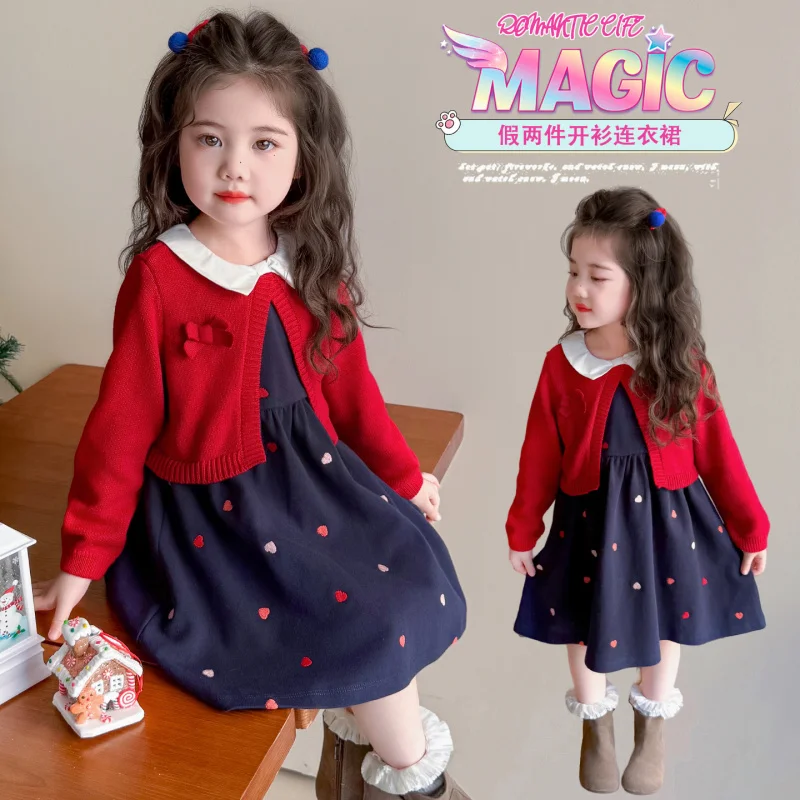 Girls' Dress Set for Spring and Autumn2026New Style Children's Cardigan Two-Piece Set Princess Dress Baby Girl Spring Outfit
Girls' Dress Set for Spring and Autumn2026New Style Children's Cardigan Two-Piece Set Princess Dress Baby Girl Spring Outfit