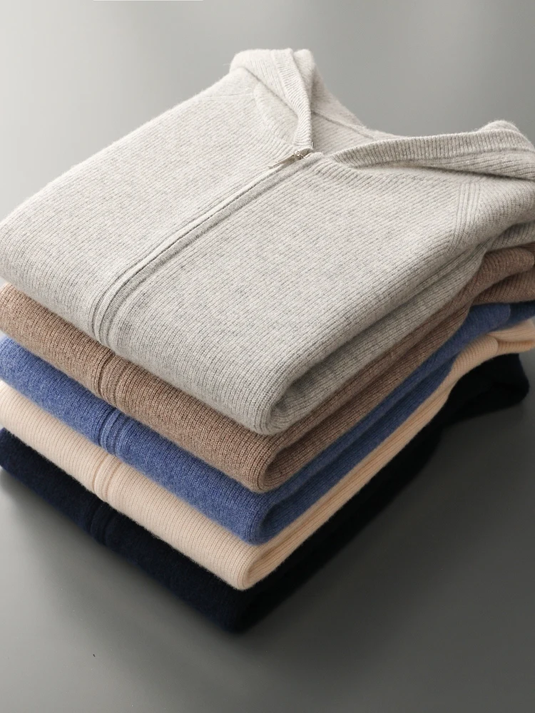 Men's Wool Zippers Cardigan Autumn Winter Thick Sweater Hooded Coat 100% Merino Wool Knitwear Smart Casual Clothing Hoodie
Men's Wool Zippers Cardigan Autumn Winter Thick Sweater Hooded Coat 100% Merino Wool Knitwear Smart Casual Clothing Hoodie