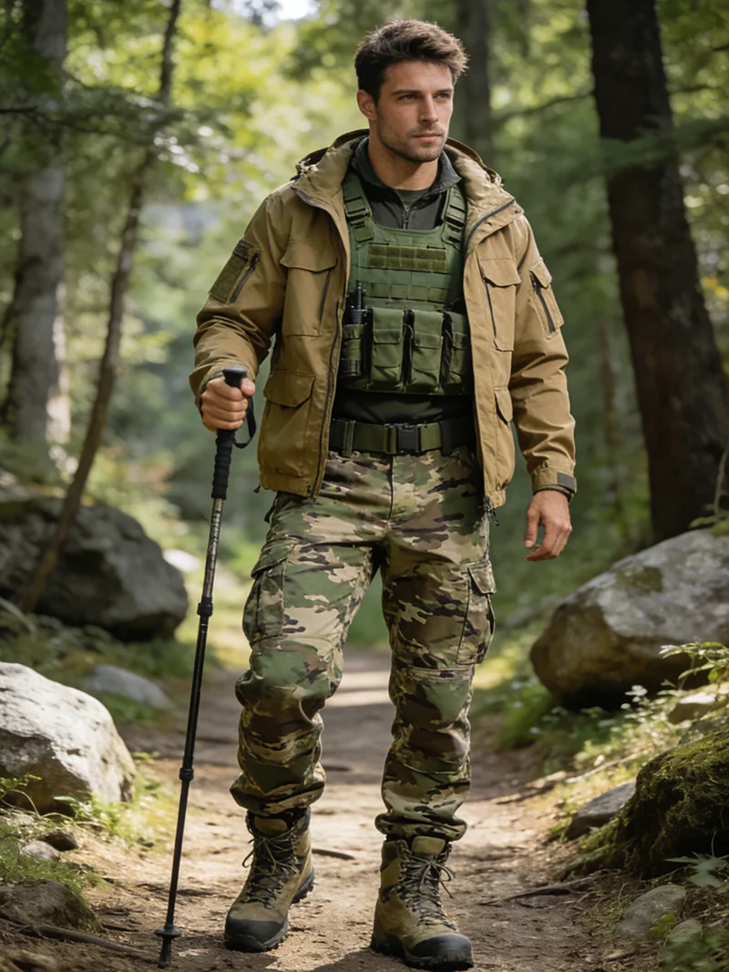 Мужские камуфляжные брюки-карго – тактические джоггеры с множеством карманов, свободного кроя, с эластичным поясом, для активного отдыха и повседневной носки
Мужские камуфляжные брюки-карго – тактические джоггеры с множеством карманов, свободного кроя, с эластичным поясом, для активного отдыха и повседневной носки