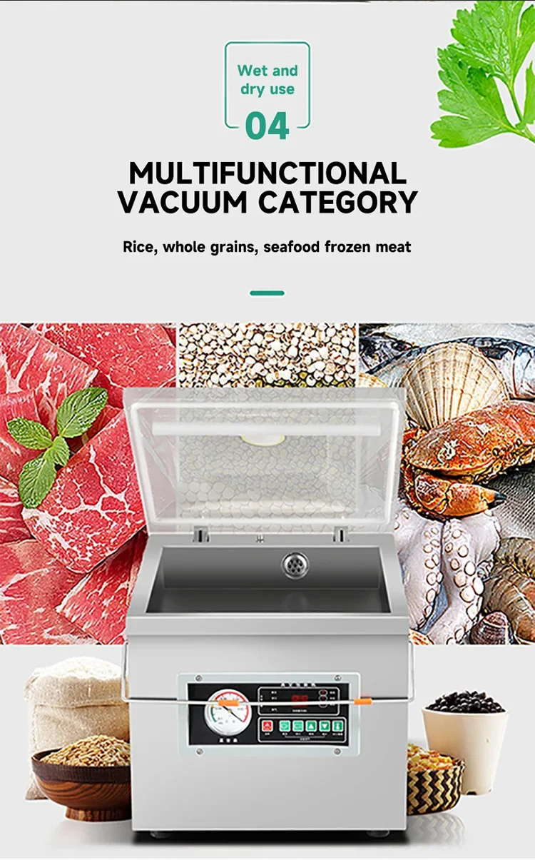 Electric Vacuum Packing Machine Used for Film and Pouch Packaging
Electric Vacuum Packing Machine Used for Film and Pouch Packaging