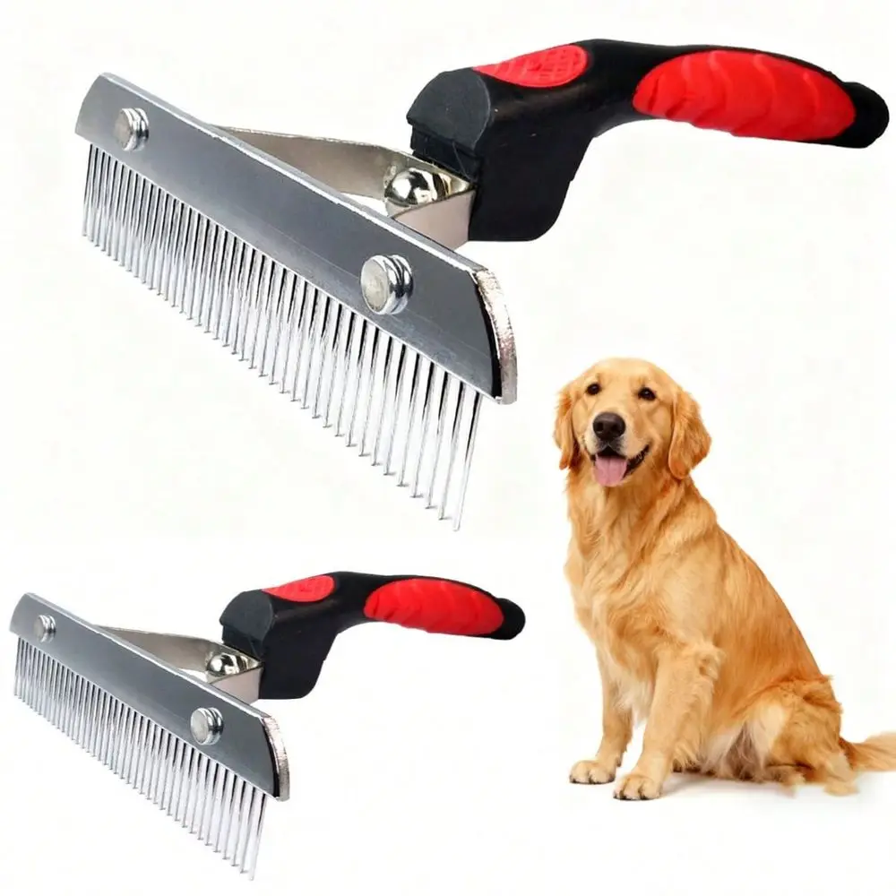 Large Dog Grooming Rake Set Stainless Steel Red Rubber Pin Brush, Undercoat Removal Tool With NonSlip Handle, Long Hair Comb Fo
Large Dog Grooming Rake Set Stainless Steel Red Rubber Pin Brush, Undercoat Removal Tool With NonSlip Handle, Long Hair Comb Fo