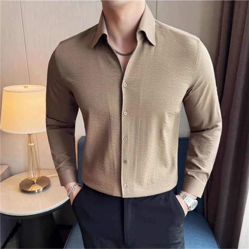 British Style Cotton Linen Elastic V-neck Long Sleeved Shirt Men Lapel Long Sleeved Casual Business Social Dress Shirt 2026
British Style Cotton Linen Elastic V-neck Long Sleeved Shirt Men Lapel Long Sleeved Casual Business Social Dress Shirt 2026