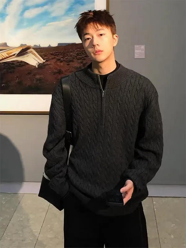 Bla Lazy Sle f Zip Knitted Sweater Men's Casual Winter Inner Wear Twisted Flower Pattern Loose Fit Long Sve Top
Bla Lazy Sle f Zip Knitted Sweater Men's Casual Winter Inner Wear Twisted Flower Pattern Loose Fit Long Sve Top