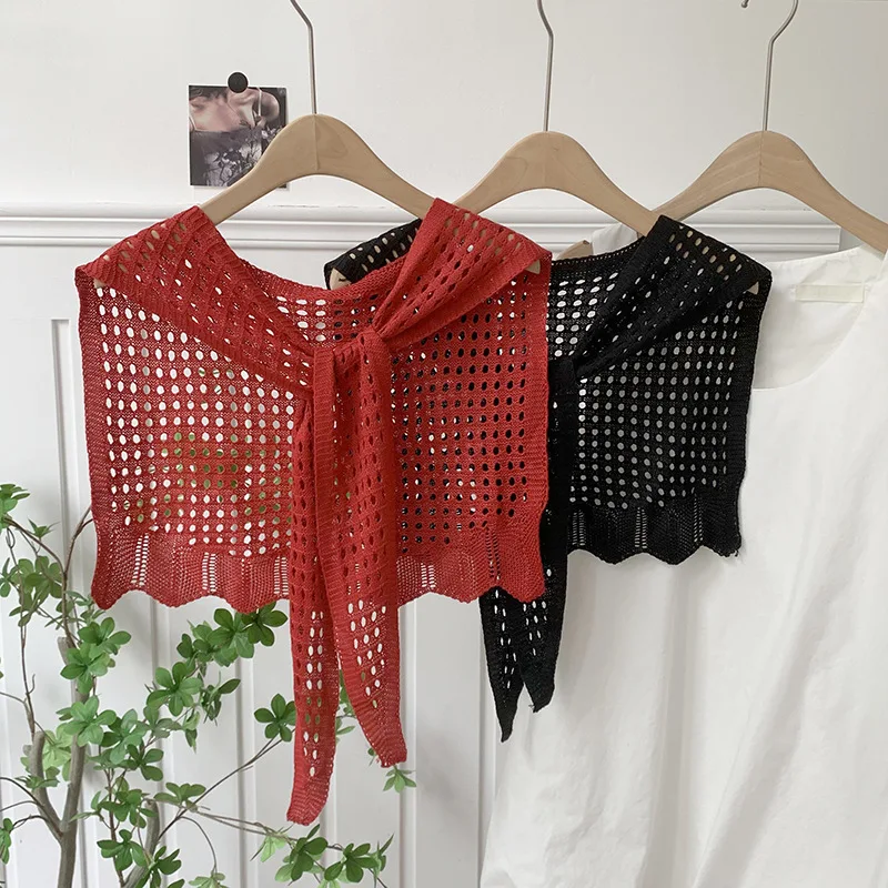 Korean Style Knitted Shawl New Versatile Summer Solid Color Hollow Breathable Neck Scarf Shawl with Knotted Waistcoat for Women
Korean Style Knitted Shawl New Versatile Summer Solid Color Hollow Breathable Neck Scarf Shawl with Knotted Waistcoat for Women