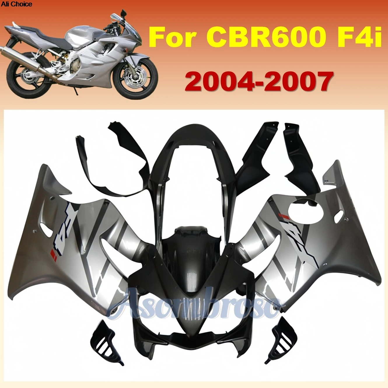 ABS Plastic Injection Fairing Kit for Honda CBR600 F4i 2004-2007 CBR600F CBR 600 F silvery Grey Painted Bodywork set
ABS Plastic Injection Fairing Kit for Honda CBR600 F4i 2004-2007 CBR600F CBR 600 F silvery Grey Painted Bodywork set