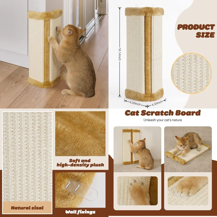 Wall-mounted cat scratching pad with sisal material for indoor cats ideal for protecting furniture and walls in homes perfect f
Wall-mounted cat scratching pad with sisal material for indoor cats ideal for protecting furniture and walls in homes perfect f