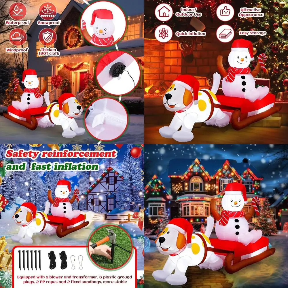 Giant Snowman Sleigh Dog Christmas Inflatable Outdoor Decorations with LED Lights for Holiday Yard Lawn Garden
Giant Snowman Sleigh Dog Christmas Inflatable Outdoor Decorations with LED Lights for Holiday Yard Lawn Garden