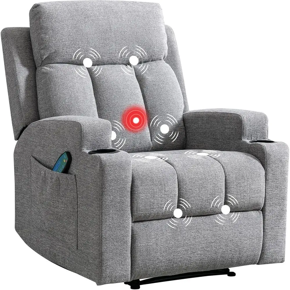 Grey Manual Recliner Chair with Massage, Heat, and Oversized Arms
Grey Manual Recliner Chair with Massage, Heat, and Oversized Arms