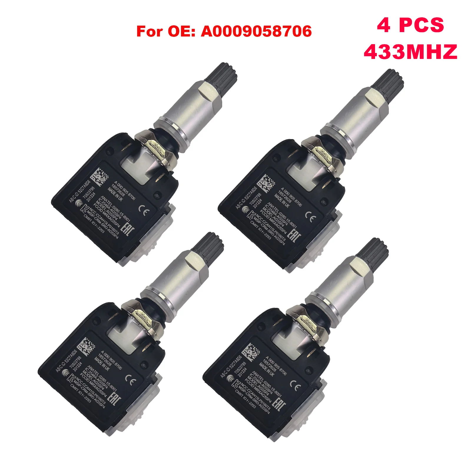 4PCS 433MHz RDKS TPMS Sensor for Mercedes Benz W206 W223 W213 GLC CLE S-Class AMG A0009058706 A0009058413
4PCS 433MHz RDKS TPMS Sensor for Mercedes Benz W206 W223 W213 GLC CLE S-Class AMG A0009058706 A0009058413