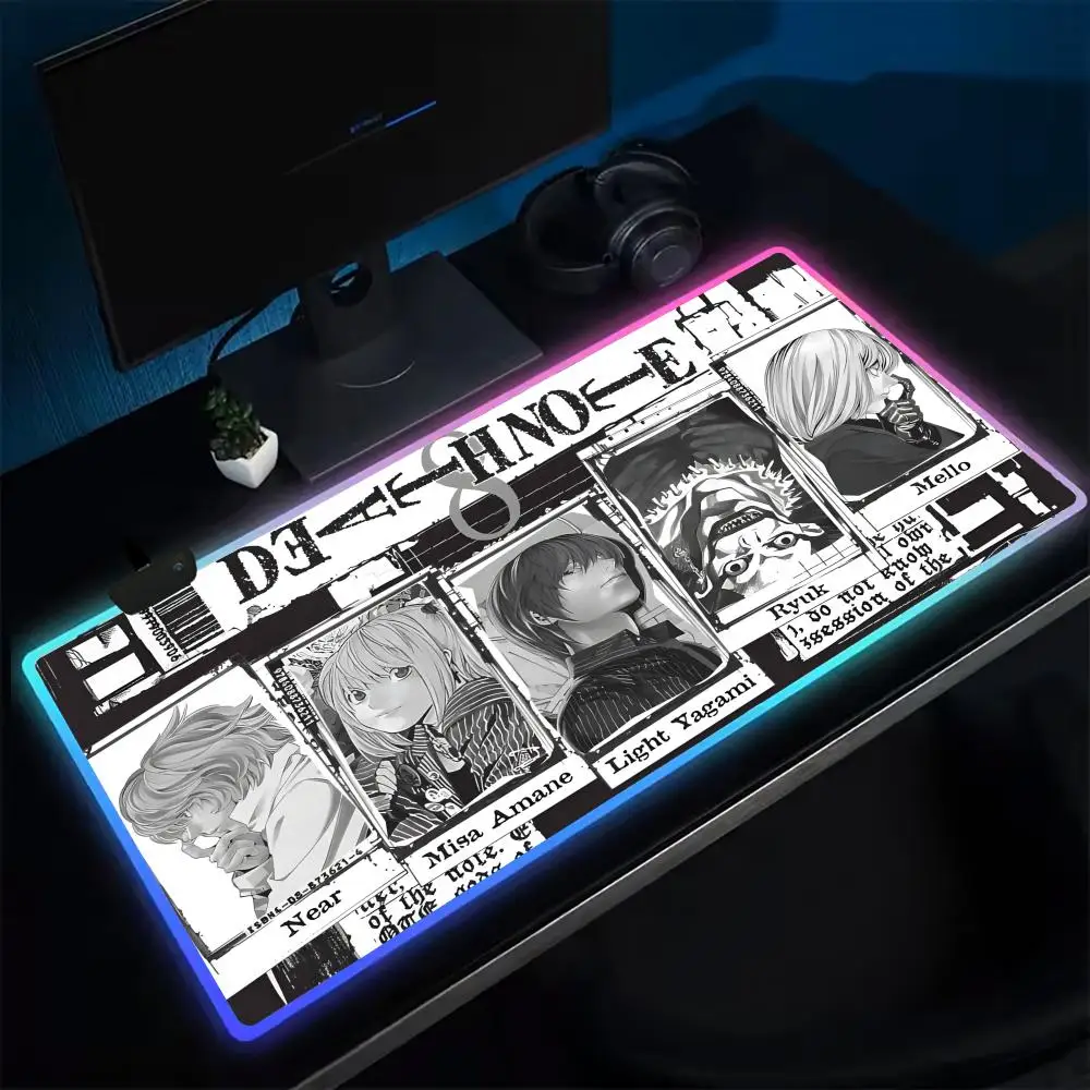 Популярный коврик для мыши с героями мультфильмов D-death Notes, игровой коврик для мыши в стиле аниме, светодиодные настольные коврики с подсветкой, резиновые настольные коврики XXL RGB
Популярный коврик для мыши с героями мультфильмов D-death Notes, игровой коврик для мыши в стиле аниме, светодиодные настольные коврики с подсветкой, резиновые настольные коврики XXL RGB