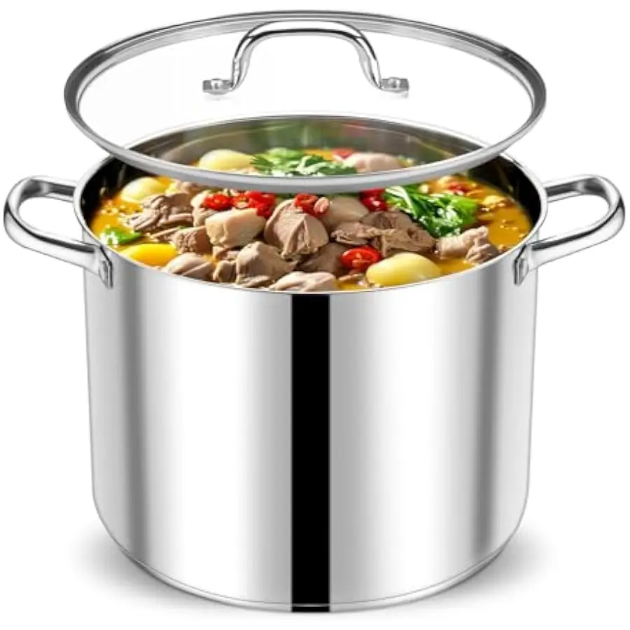 P&P CHEF 20 QT Stock Pot with Lid, Stainless Steel Large Cooking Pot, Soup Canning Stockpot for Stewing Simmering, Tri-ply Botto
P&P CHEF 20 QT Stock Pot with Lid, Stainless Steel Large Cooking Pot, Soup Canning Stockpot for Stewing Simmering, Tri-ply Botto