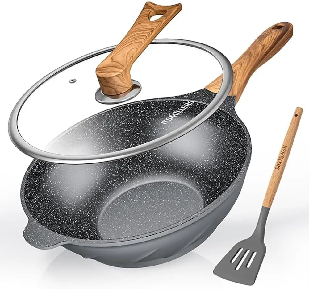Nonstick Wok and Stir Fry Pan 12.5 Inch with Spatula, Die-cast Aluminum Scratch Resistant Healthy Wok with Free-standing Lid
Nonstick Wok and Stir Fry Pan 12.5 Inch with Spatula, Die-cast Aluminum Scratch Resistant Healthy Wok with Free-standing Lid