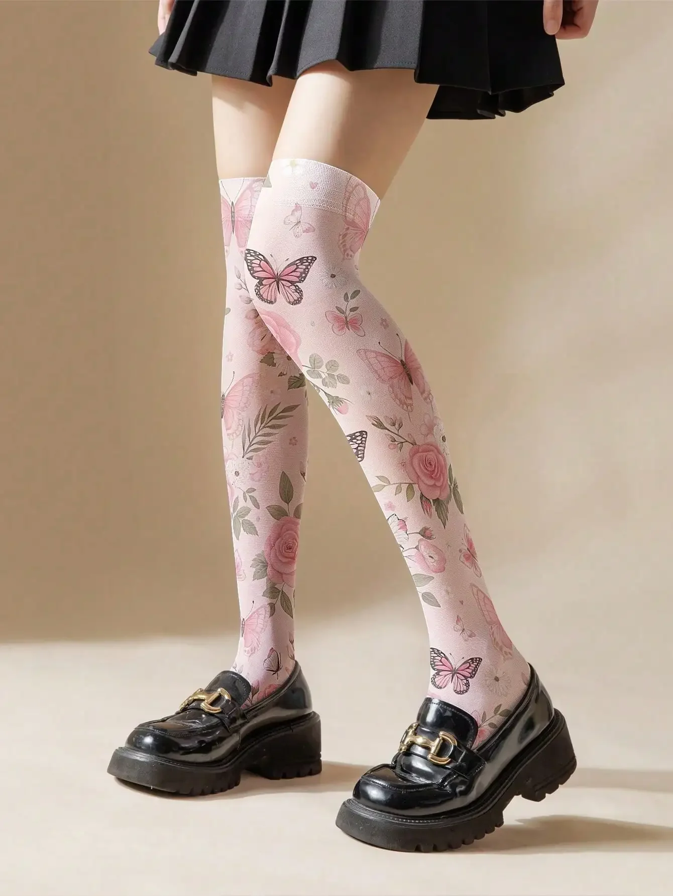 1/2 Pairs 360° Allover Print Pink Butterfly & Rose Over-The-Knee Socks, High Elasticity Skin-Friendly Breathable Fabric, Japanes
1/2 Pairs 360° Allover Print Pink Butterfly & Rose Over-The-Knee Socks, High Elasticity Skin-Friendly Breathable Fabric, Japanes